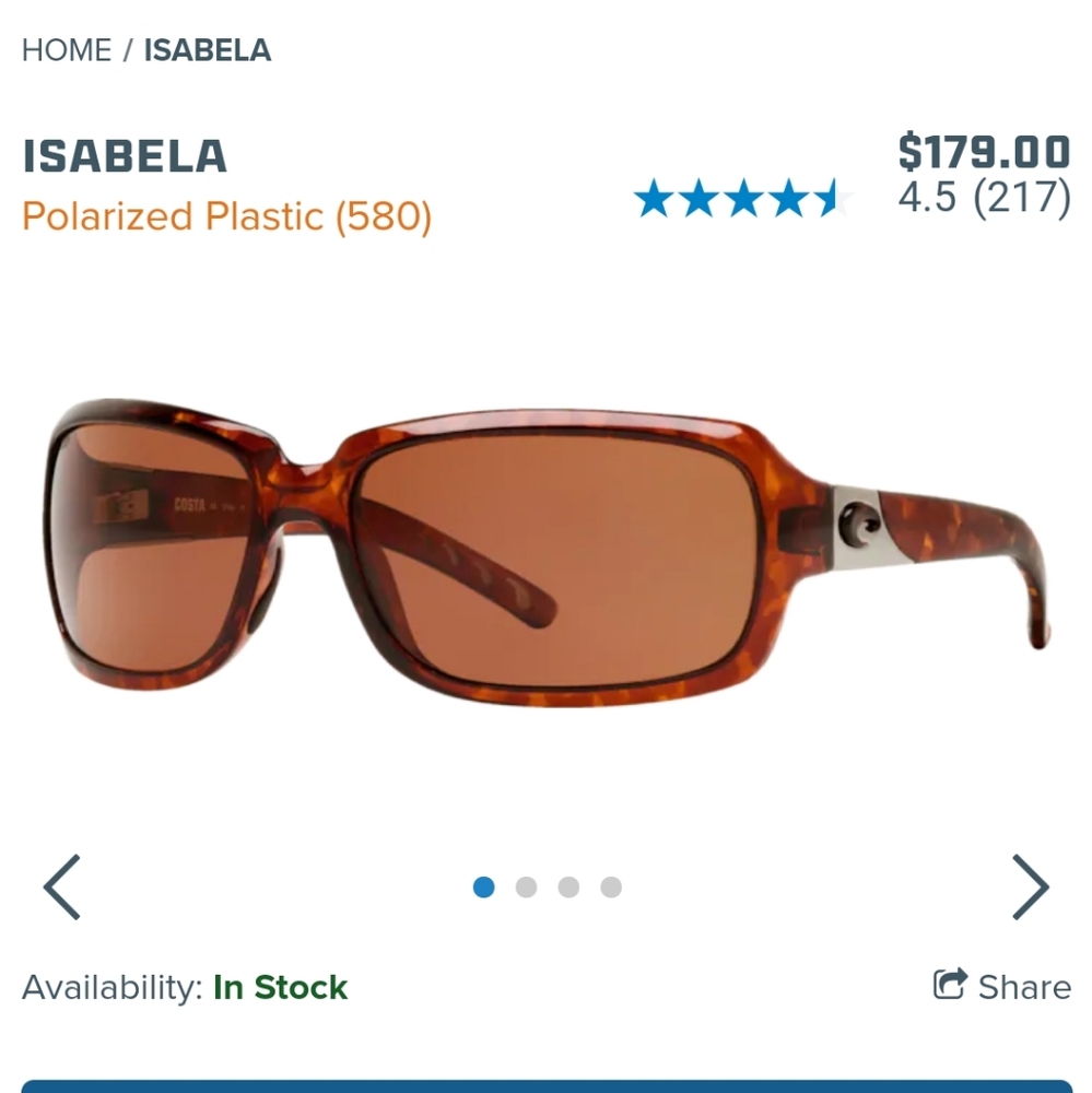 COSTA Isabela 580 Tortoise Sunglasses